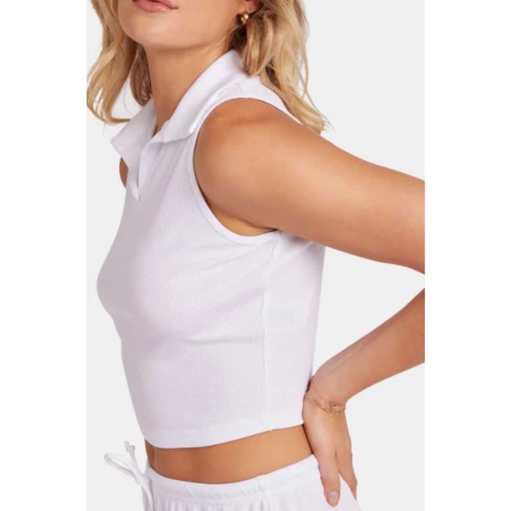 🆕 NWT Onzie Activewear White Polo Ribbed Tank Top M/L